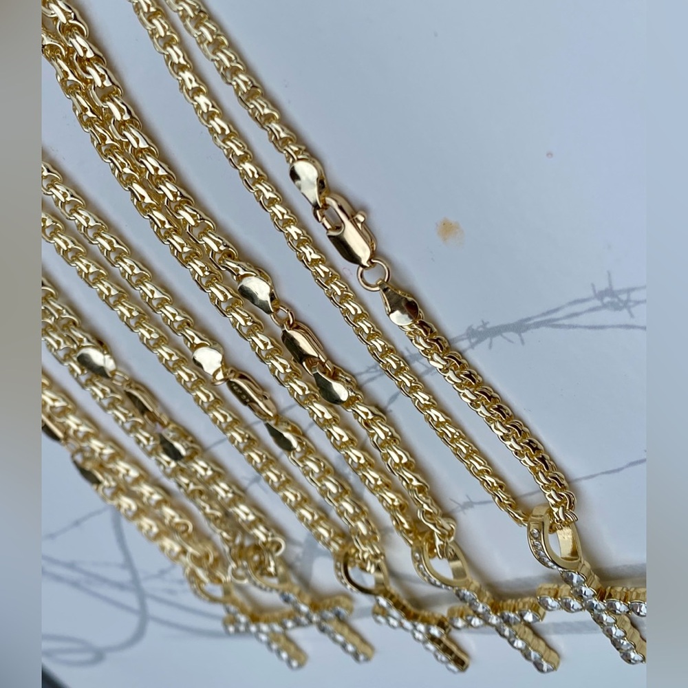 BISMARK Yellow Gold plated 14k Chain Necklaces  24” With crystal cross - Picture 14 of 17